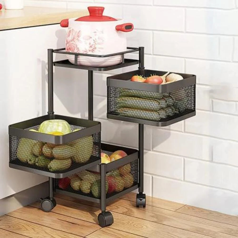 Kitchen Organizer Trolley - Square 4 Layers Portable