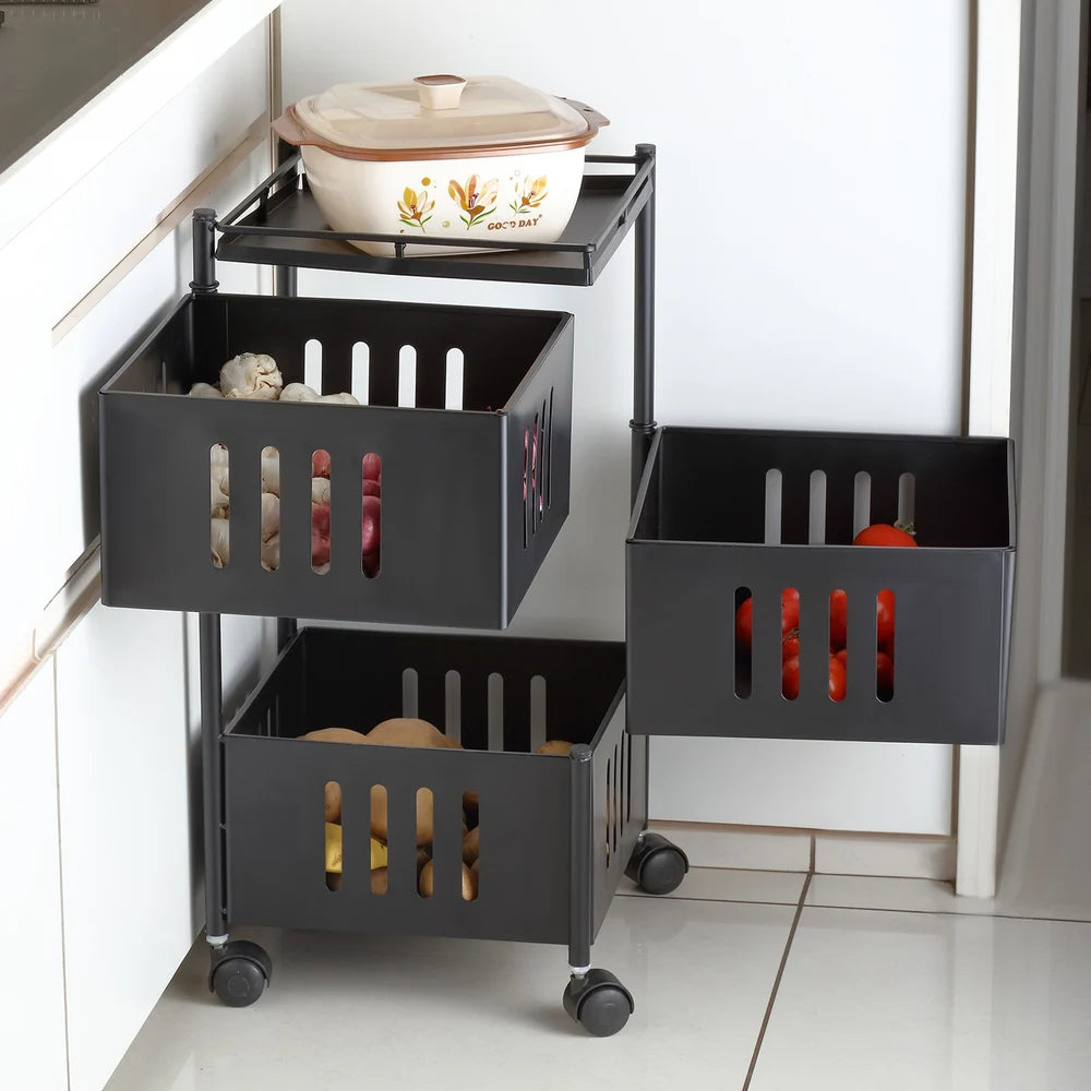 Kitchen Organizer Trolley - Square 3 Layers Portable