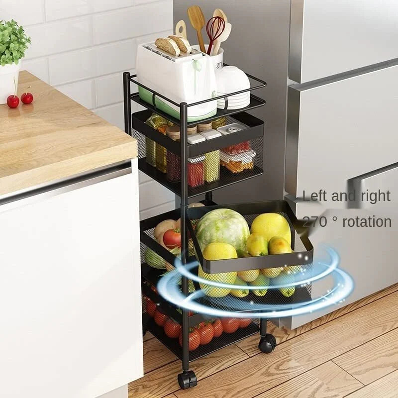 Kitchen Organizer Trolley - Square 4 Layers Portable