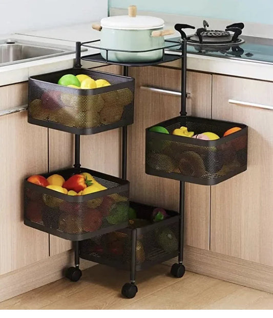 Kitchen Organizer Trolley - Square 4 Layers Portable